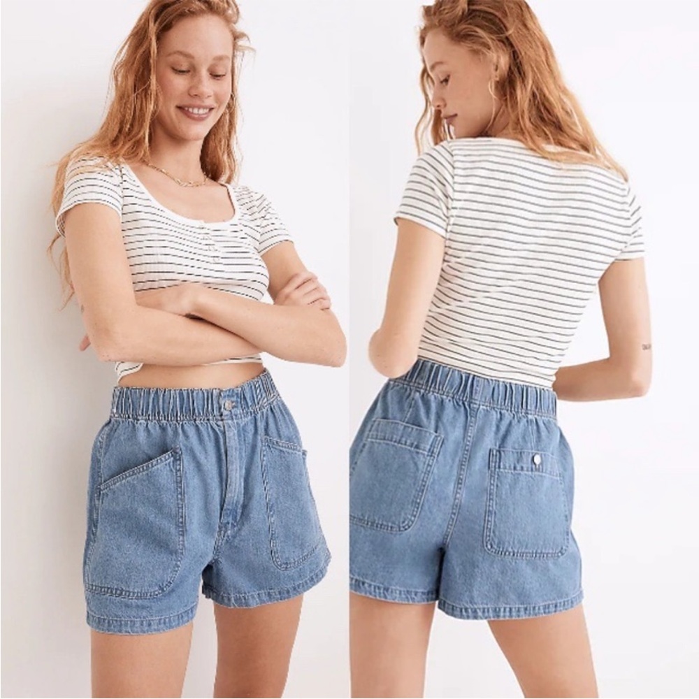 Madewell Denim Pull-On Utility Shorts in Grandfield Wash Sz 28